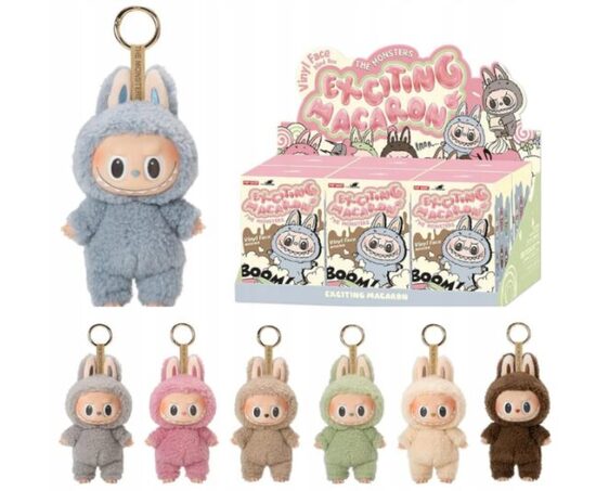 LABUBU stiliaus "Exciting Macaron" siurprizas dėžutėje, pliušinis pakabukas 2 vnt.